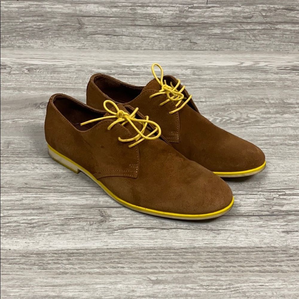 TOPMAN Brown Suede Leather Derby Lace Up Shoes
